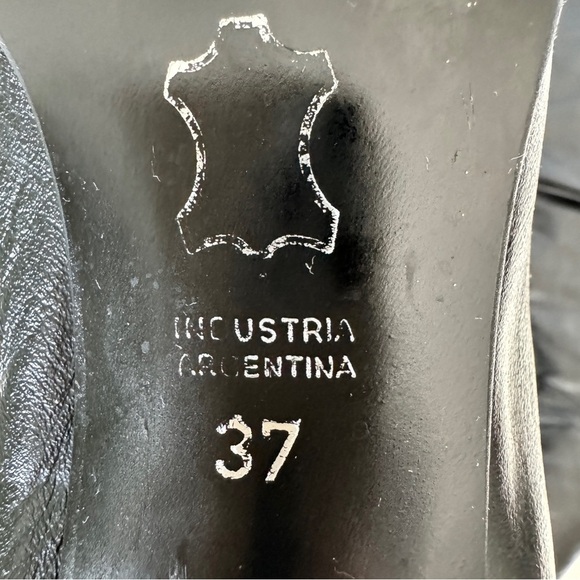 VINTAGE BASEMENT Slouchy Boots EU 37 Black Leather Kitten Heel Pointed Toe Y2K - Picture 10 of 15